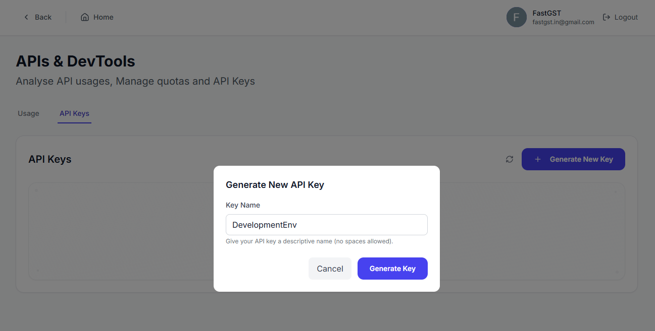 Generate API Key